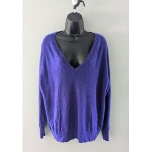 360 Cashmere Women’s V-neck Sweater 100% Cashmere Sz L Purple